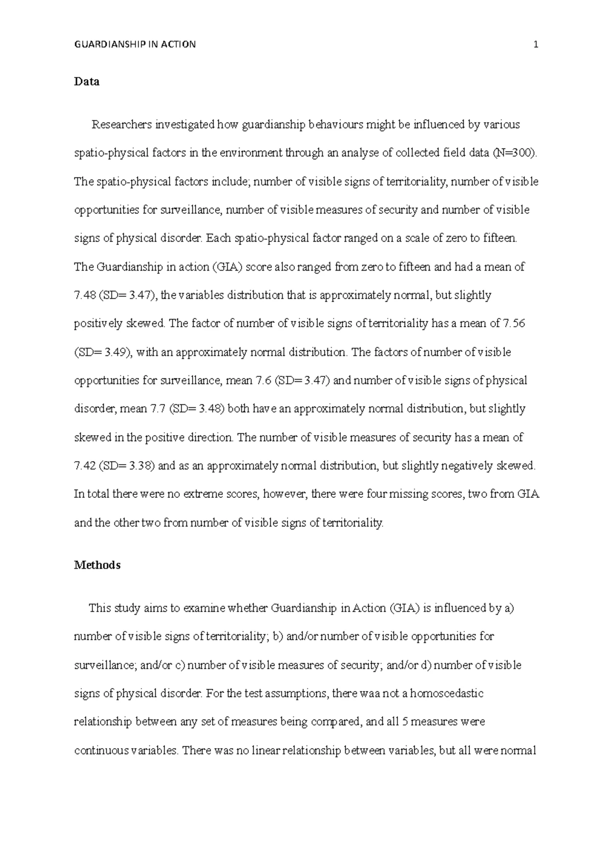 Assessment 2 Method & Data Paragraphs - GUARDIANSHIP IN ACTION 1 Data ...