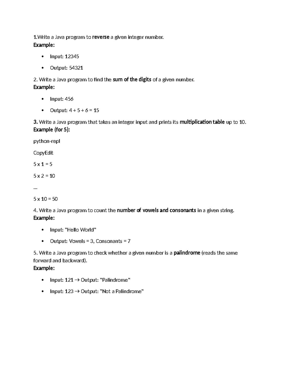 Java Programming Exercises: Unit-Test-1 Solutions - Studocu