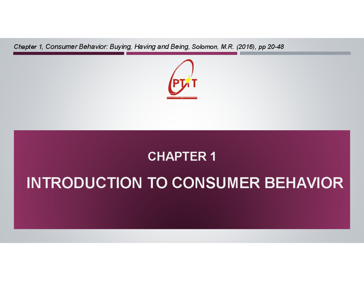 CB C1: Introduction to Consumer Behavior and Emerging Trends - Studocu