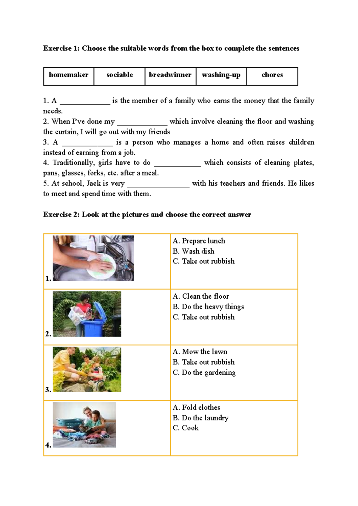 Unit 1 Vocabulary Exercise: Completing Sentences and Answers - Studocu