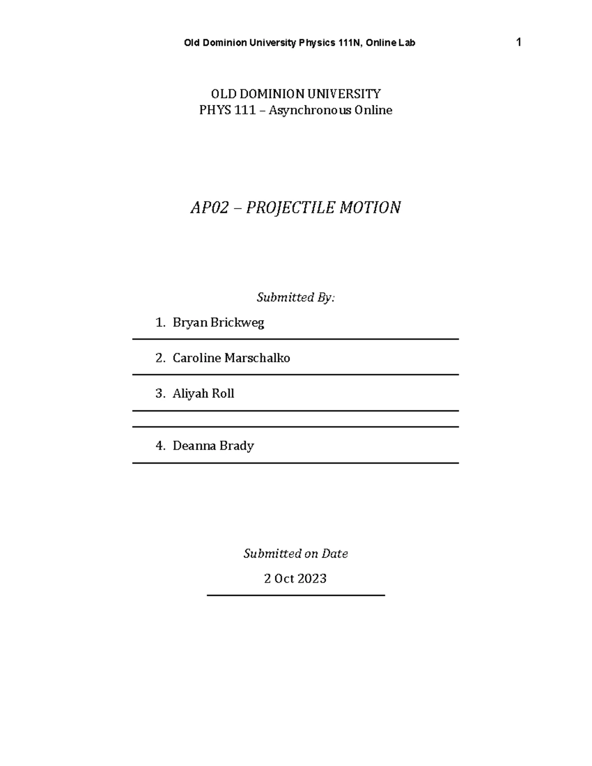 AP02 - Lab Report on Projectile Motion Dynamics and Analysis - Studocu