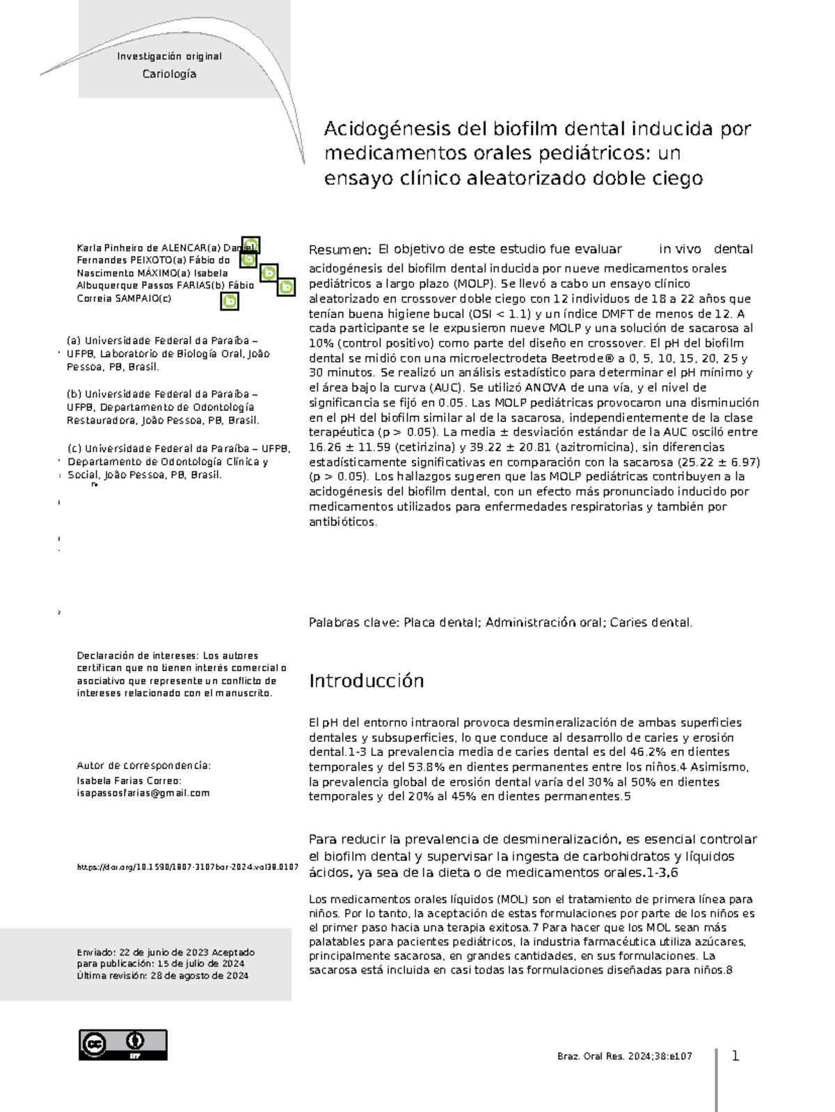 Acidogenicidad del Biofilm Dental Inducida por Medicamentos Orales Pediátricos: - Document Preview
