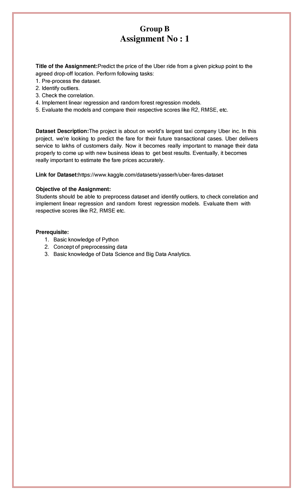 Assignment No 2 - ML - Group B Assignment No : 2 Title of the ...