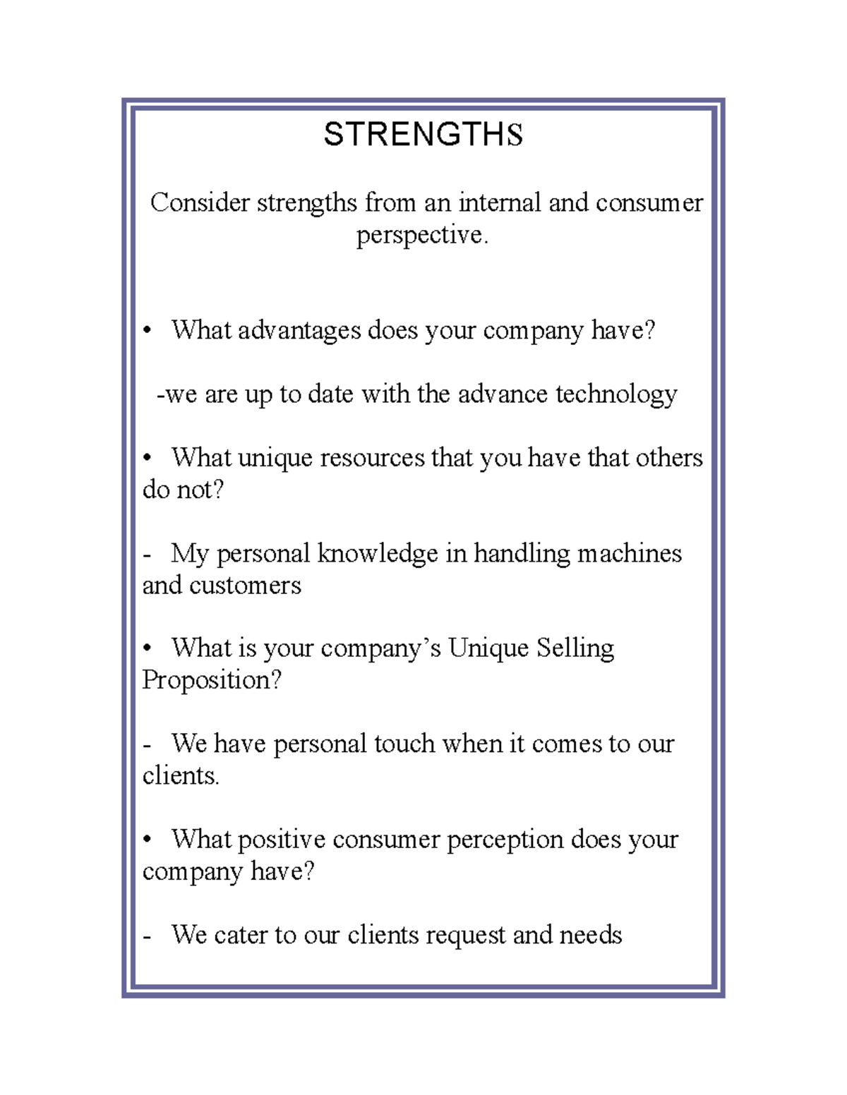 Internal Memo for Business-WPS Office - STRENGTHS Consider strengths ...