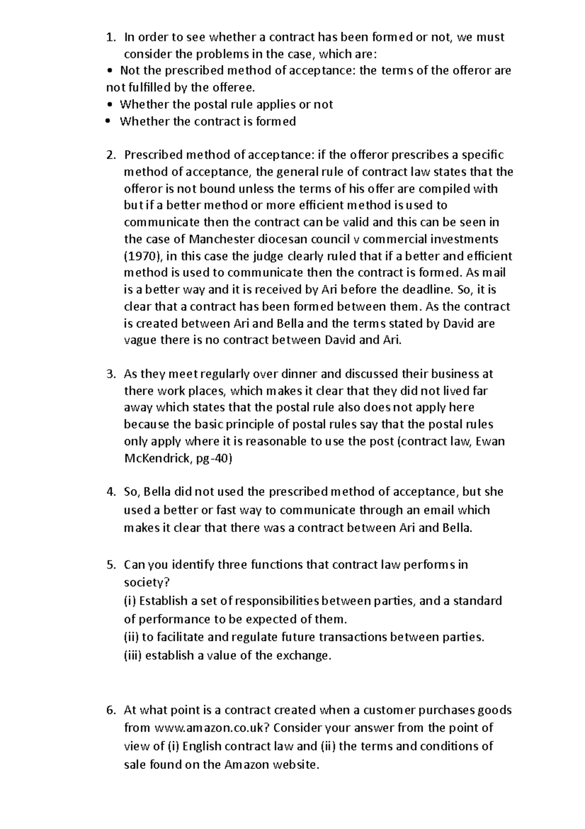 Contract Law Seminar Notes - Overview of Key Principles and Cases - Studocu
