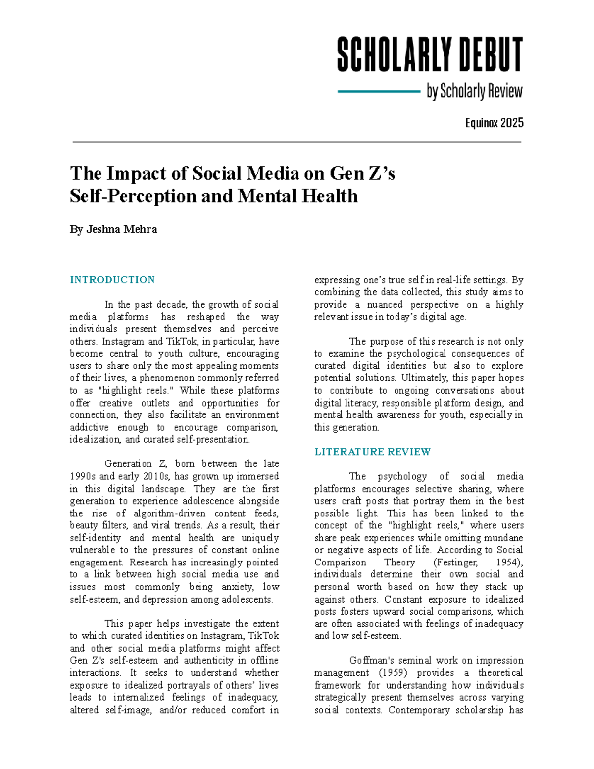 The Impact of Social Media on Gen Zs Self-Percept - The Impact of ...
