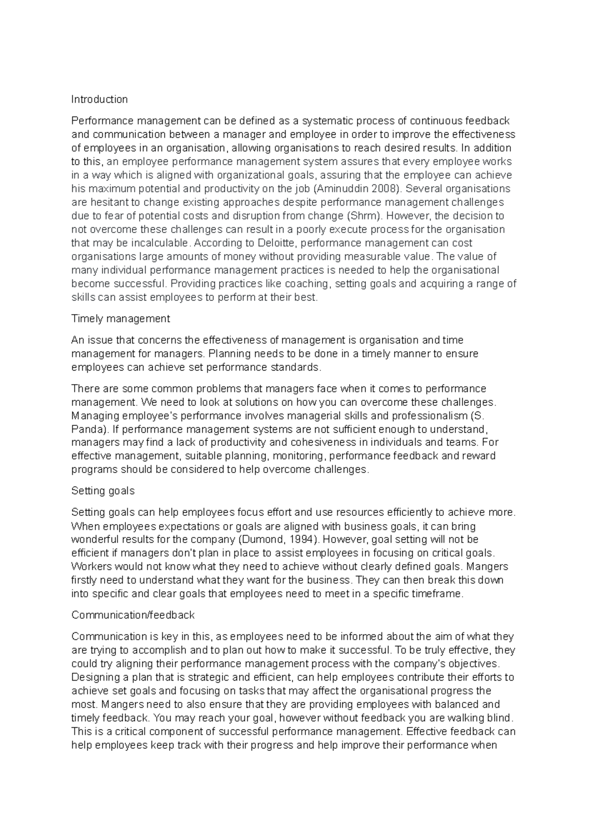 Assingment 2 - assignment 2 - HRM - Introduction Performance management ...