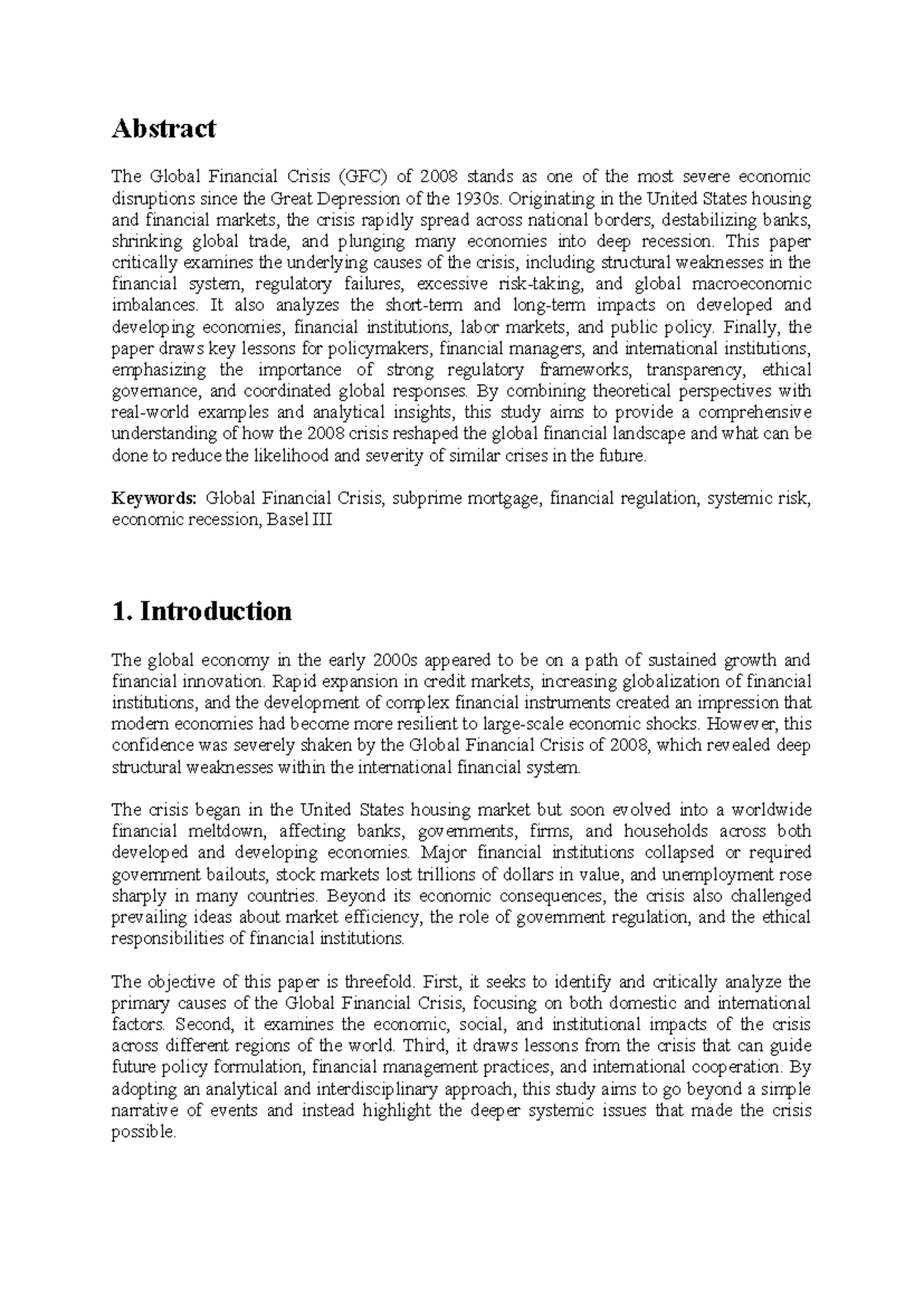 Financial Institutions and Markets: Analyzing the 2008 Global Crisis ...
