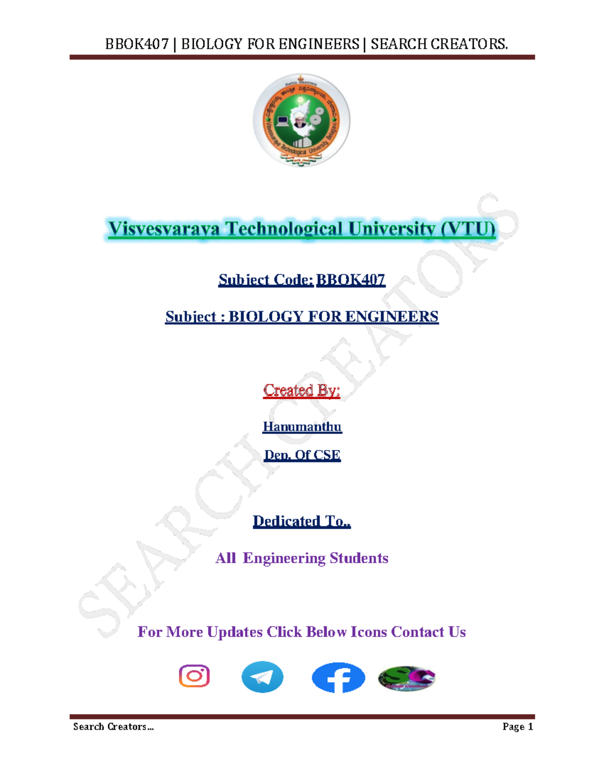 Module-01 - Notes - Subject Code: BBOK Subject : BIOLOGY FOR ENGINEERS ...
