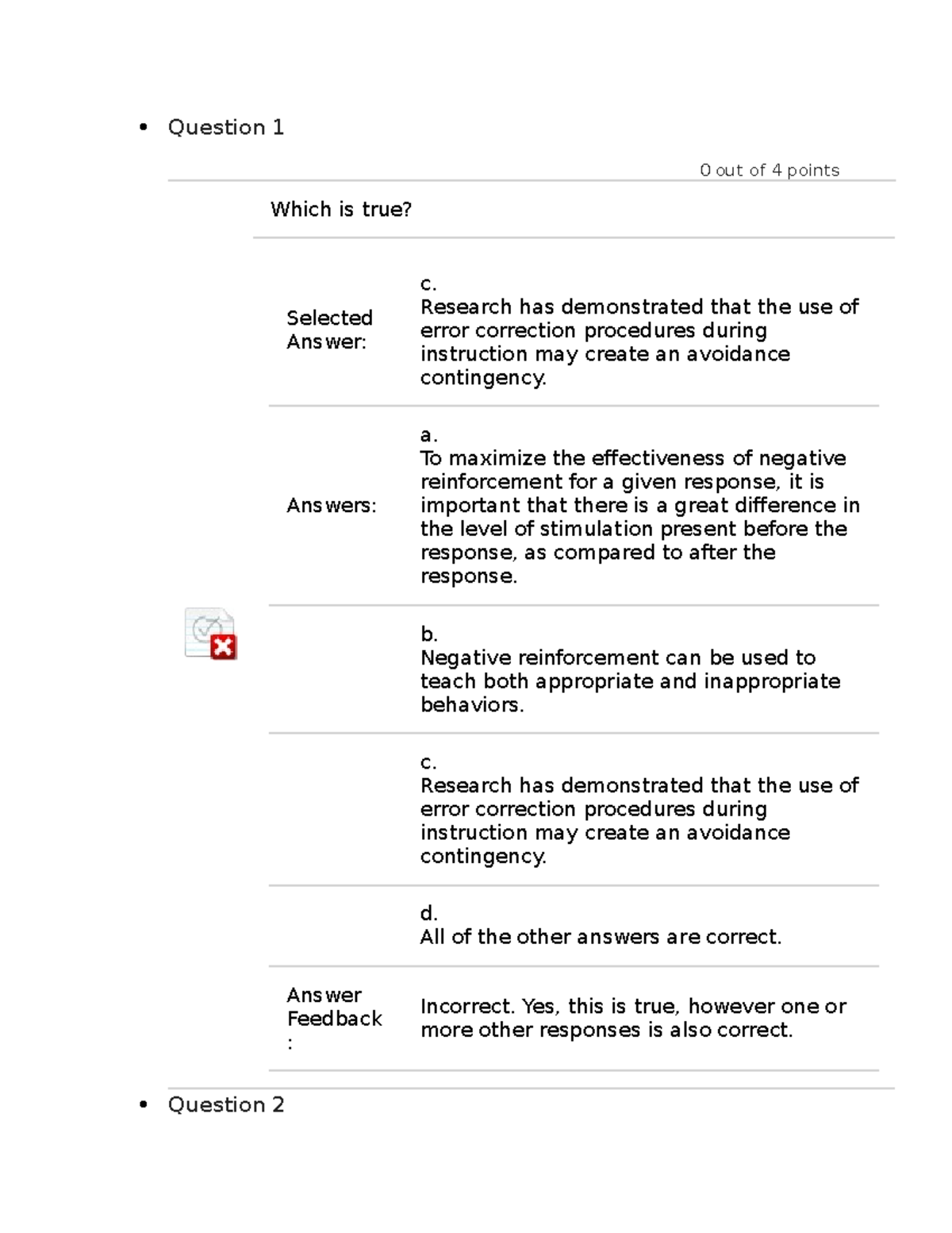 7713 Unit 1 Quiz: Interventions in ABA and Error Correction Strategies ...