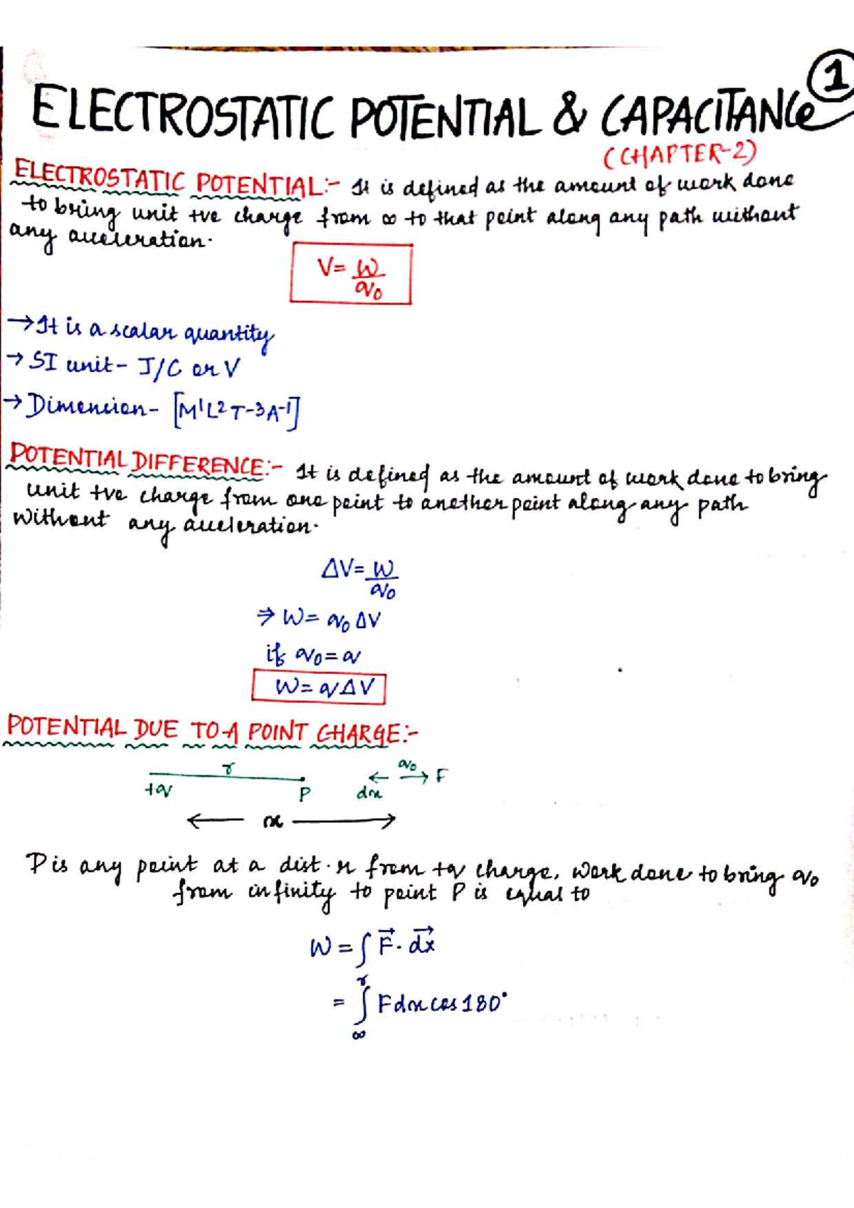 Electrostatic Potential and Capacitance (Course Code: 1) - Studocu