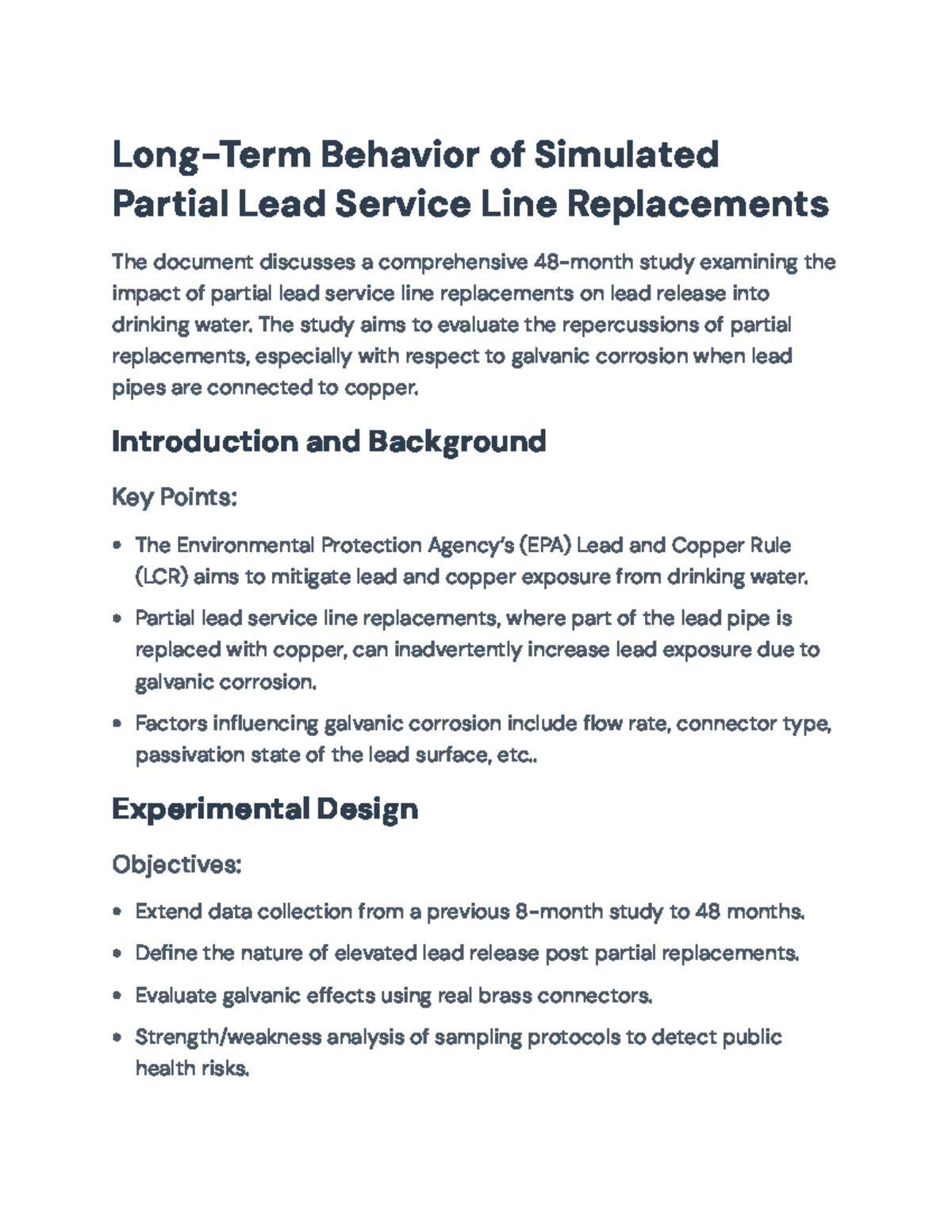 Long-Term Study on Partial Lead Service Line Replacements & Lead ...