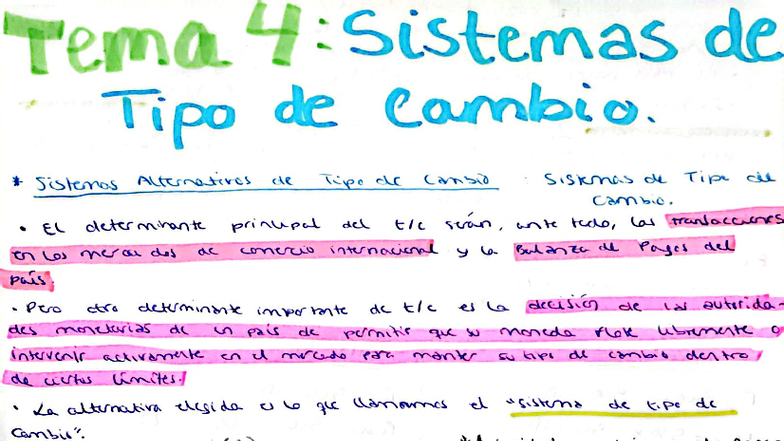 Tema 4: Sistemas de Tipo de Cambio y Finanzas Internacionales - Studocu
