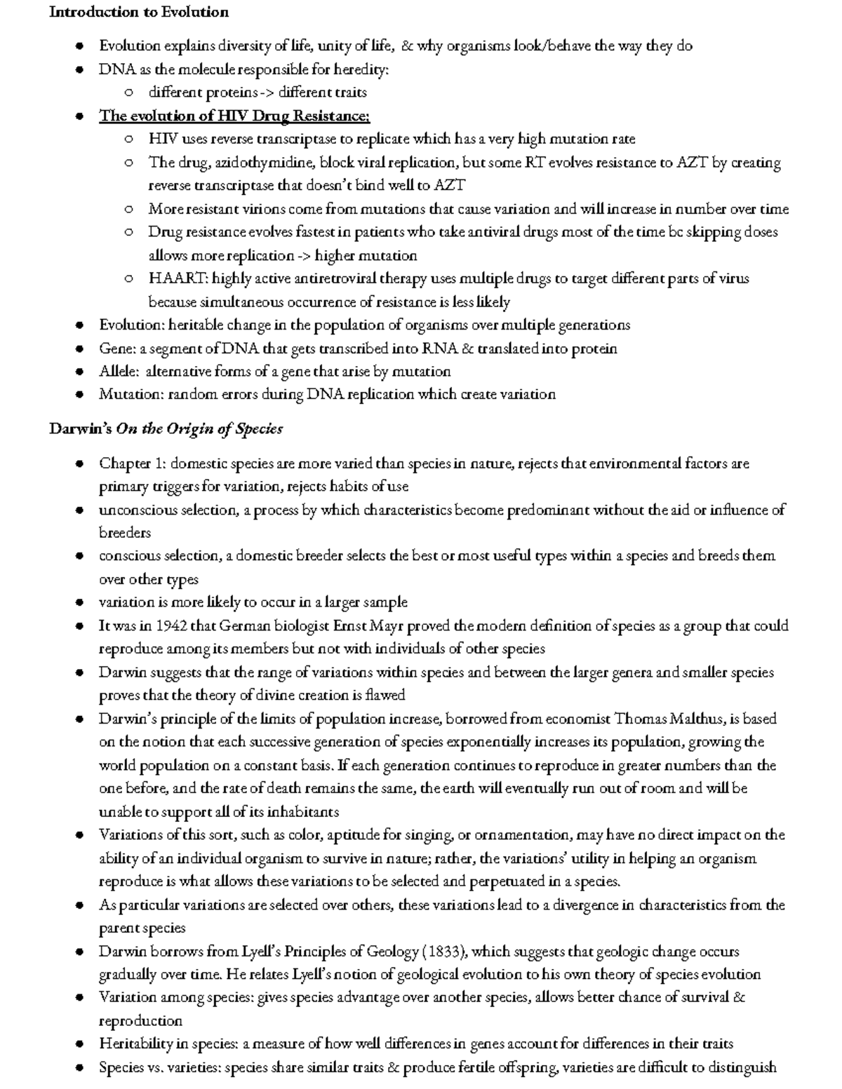 Exam 1 Study Guide - Key Concepts from Chapters 1-5 on Evolution - Studocu