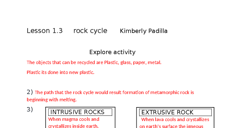 Lesson 1.3: The Rock Cycle Explained - Period 4 Math - Studocu
