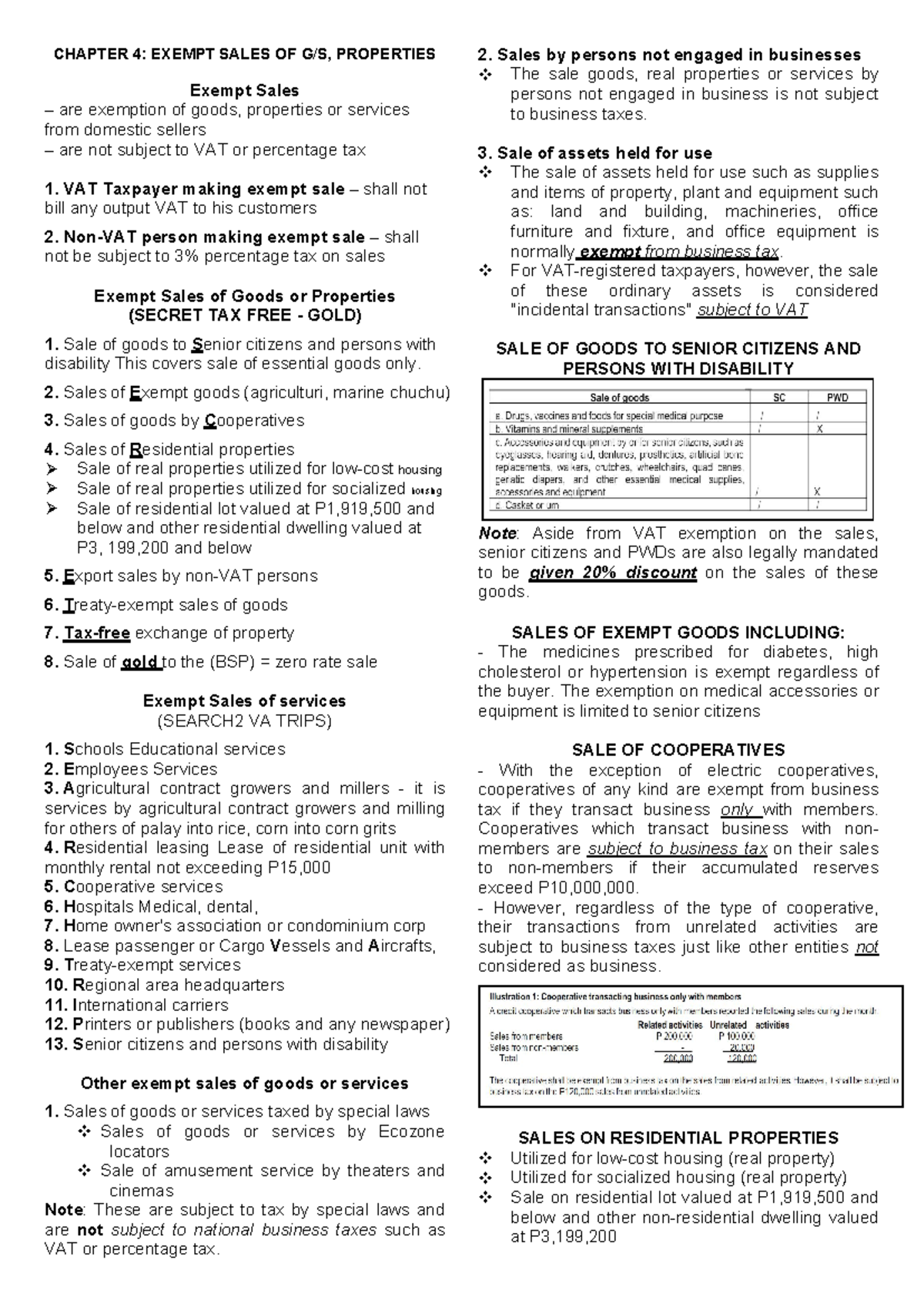 Chapter 4 - Exempt Sales of Goods and Services (TAX) - Studocu