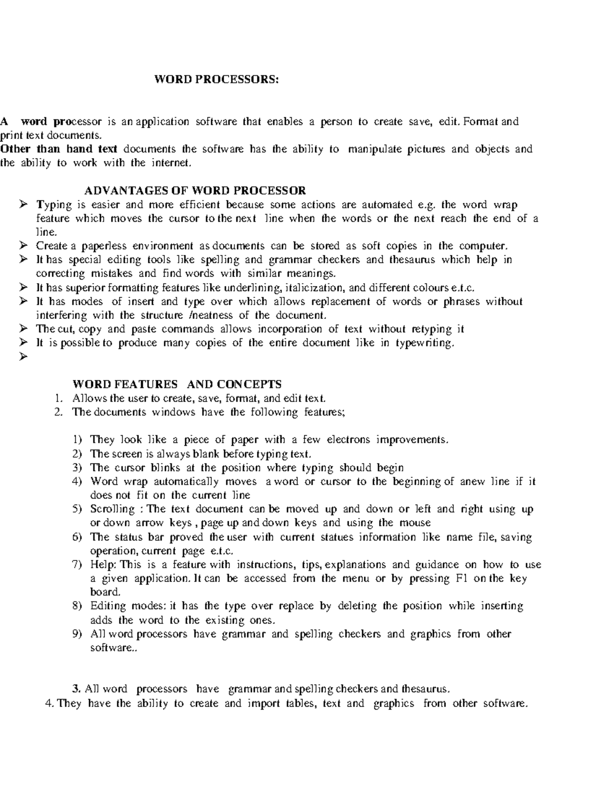 Understanding Word Processors and Microsoft Word Features: A Study ...