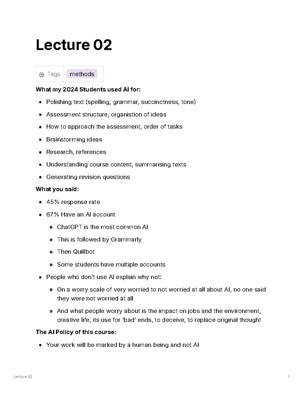 Lecture 02: AI Literacy and Research Tools for 2024 Students - Studocu