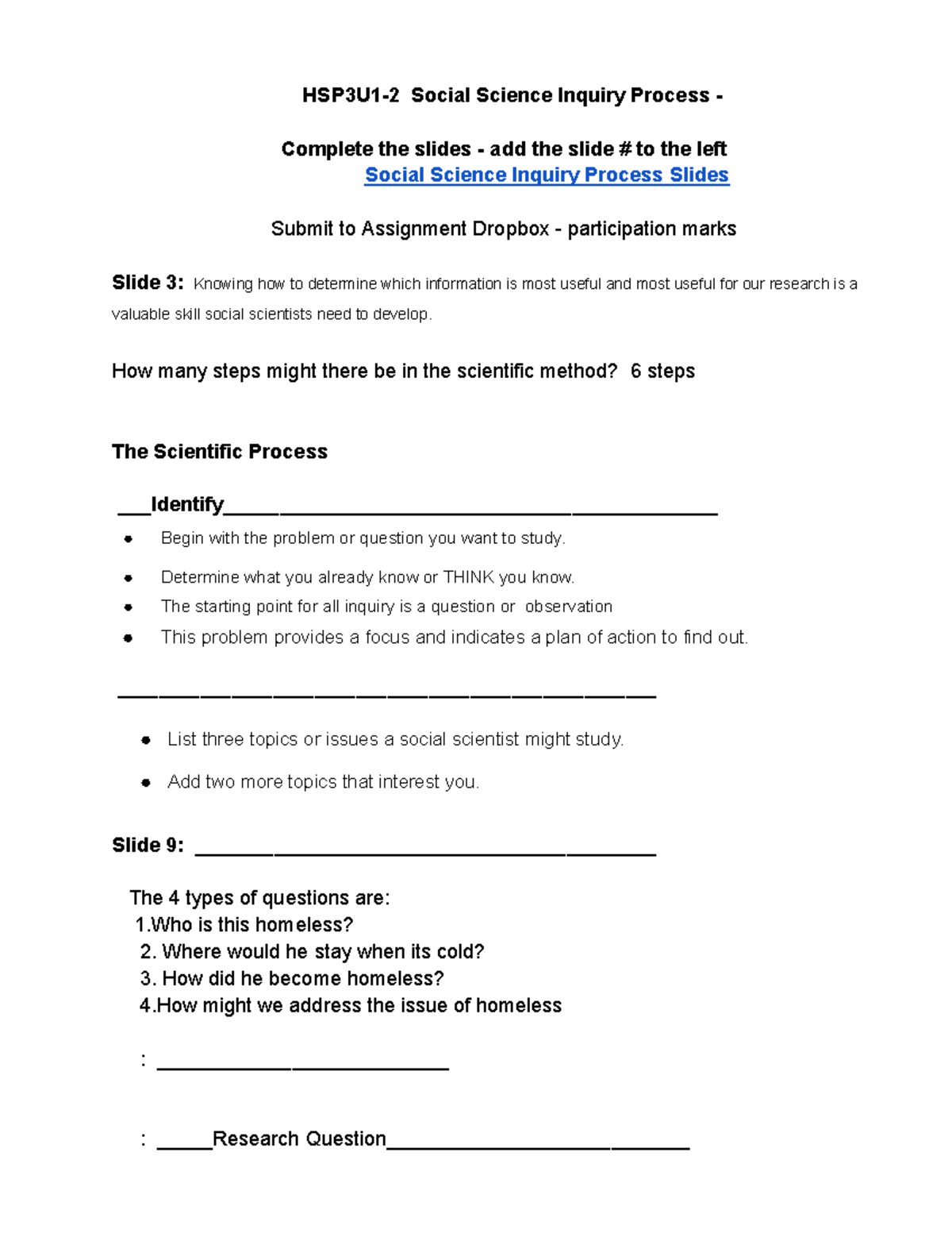 Copy of 2025 HSP3U1-2 Social Science Inquiry Process Notes - HSP3U1-2 ...