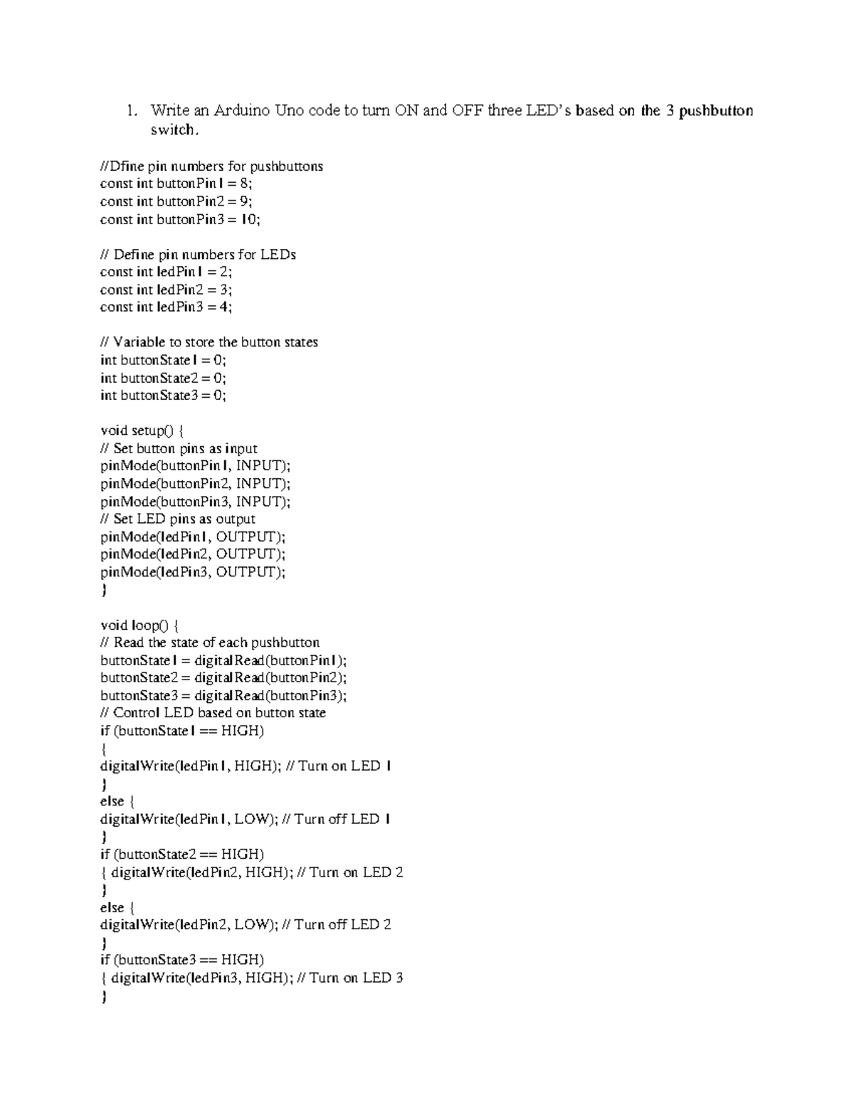 Unit 3: Arduino Code for LED Control with Pushbuttons and Traffic ...