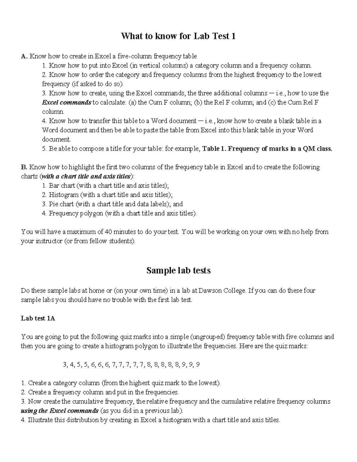 What to know for 1st lab test - What to know for Lab Test 1 A. Know how ...