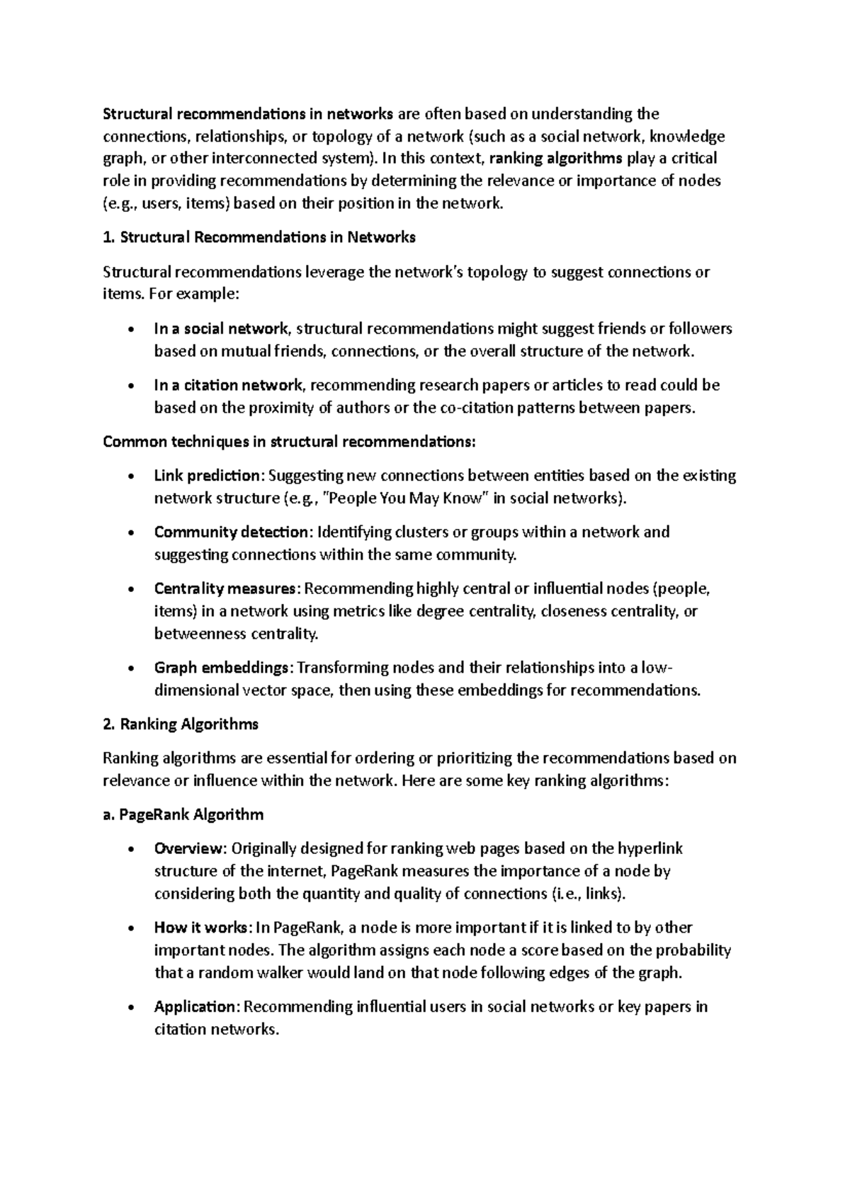 Recommender Systems Unit 3 - Structural recommendations in networks are ...