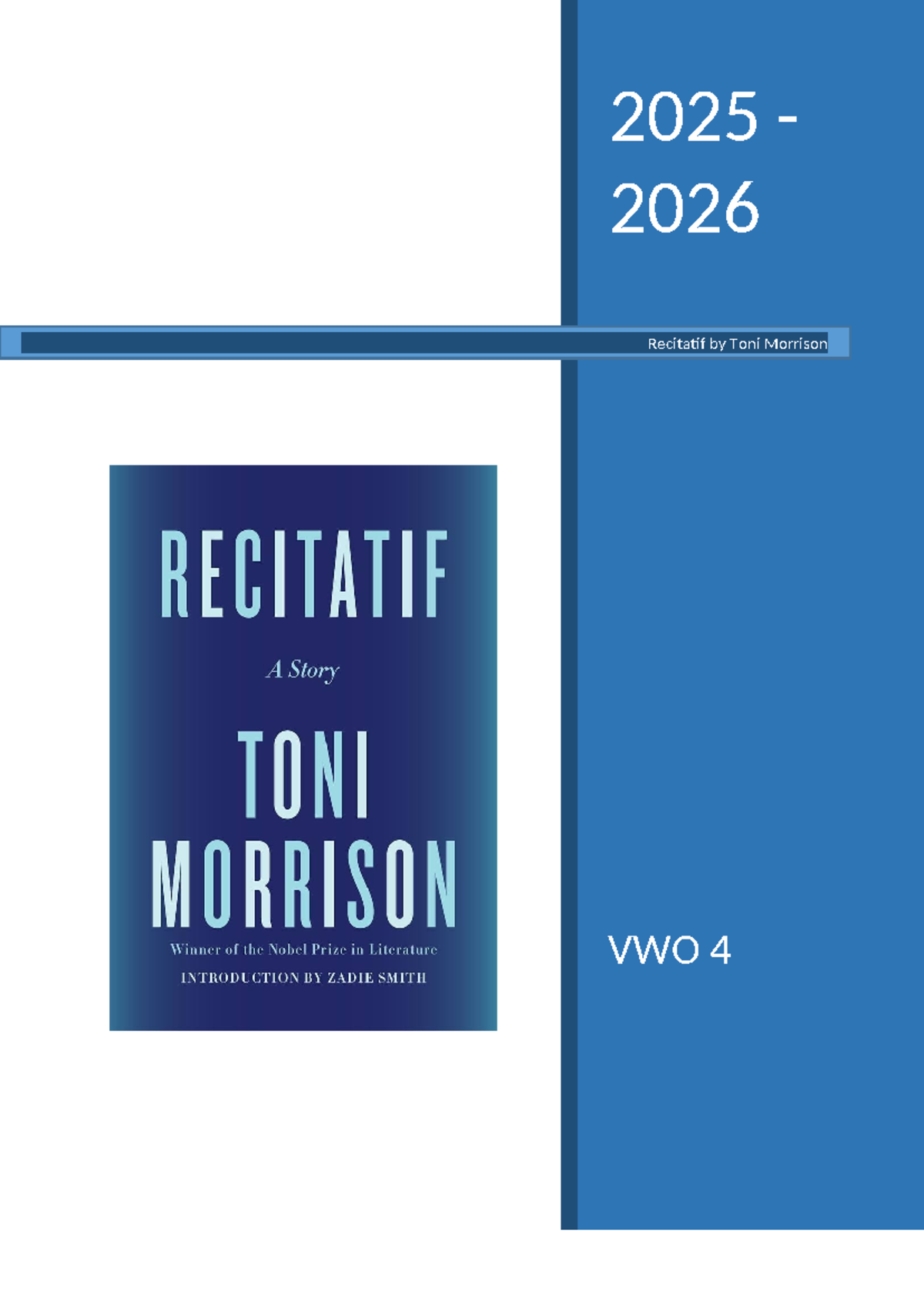 Recitatif Study Guide for VWO 4: Lessons & Insights on Toni Morrison ...