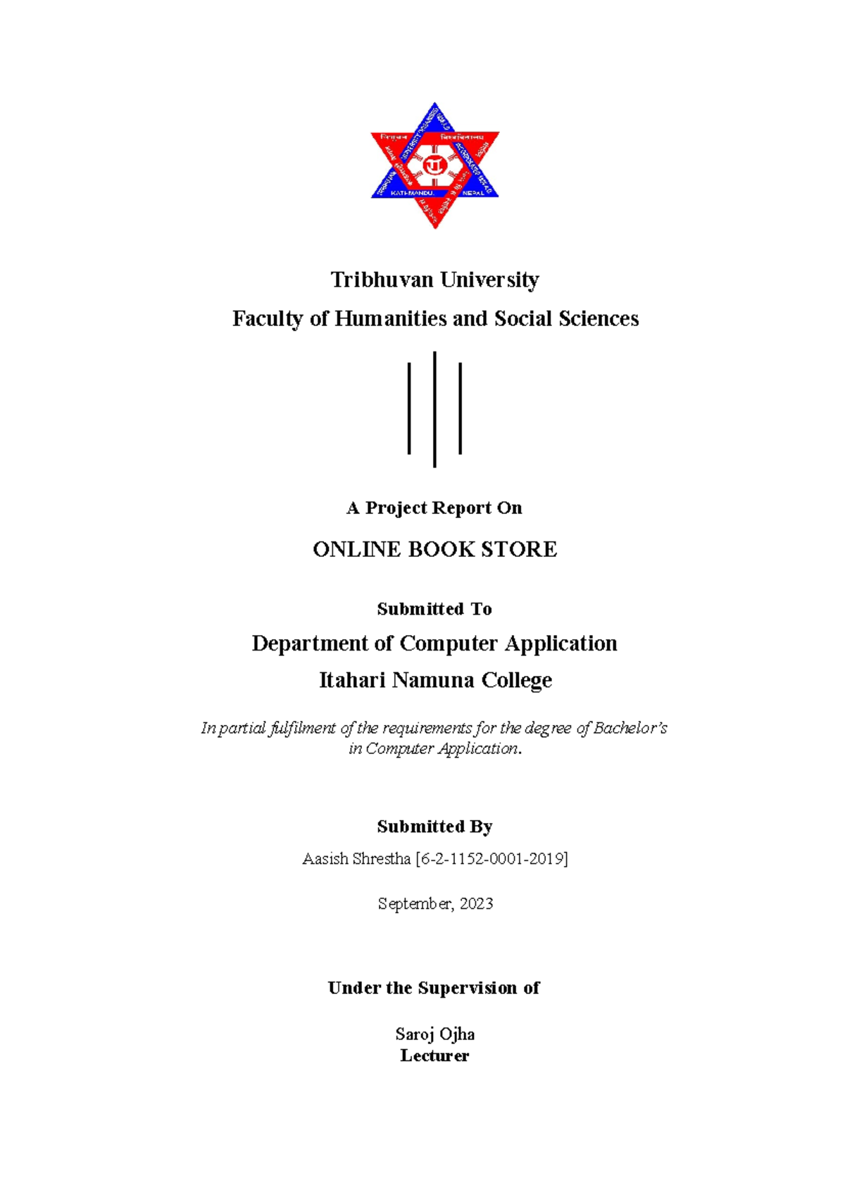 Project Report on Online Book Store (BCA) - Aasish Shrestha - Studocu