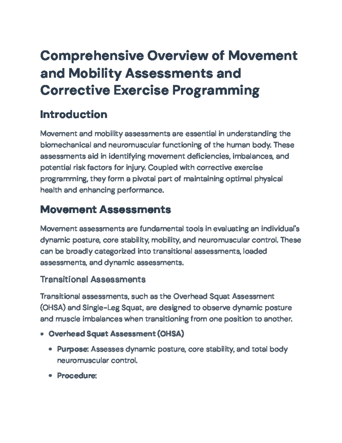 MT-400 Movement & Mobility Assessments and Corrective Exercise ...