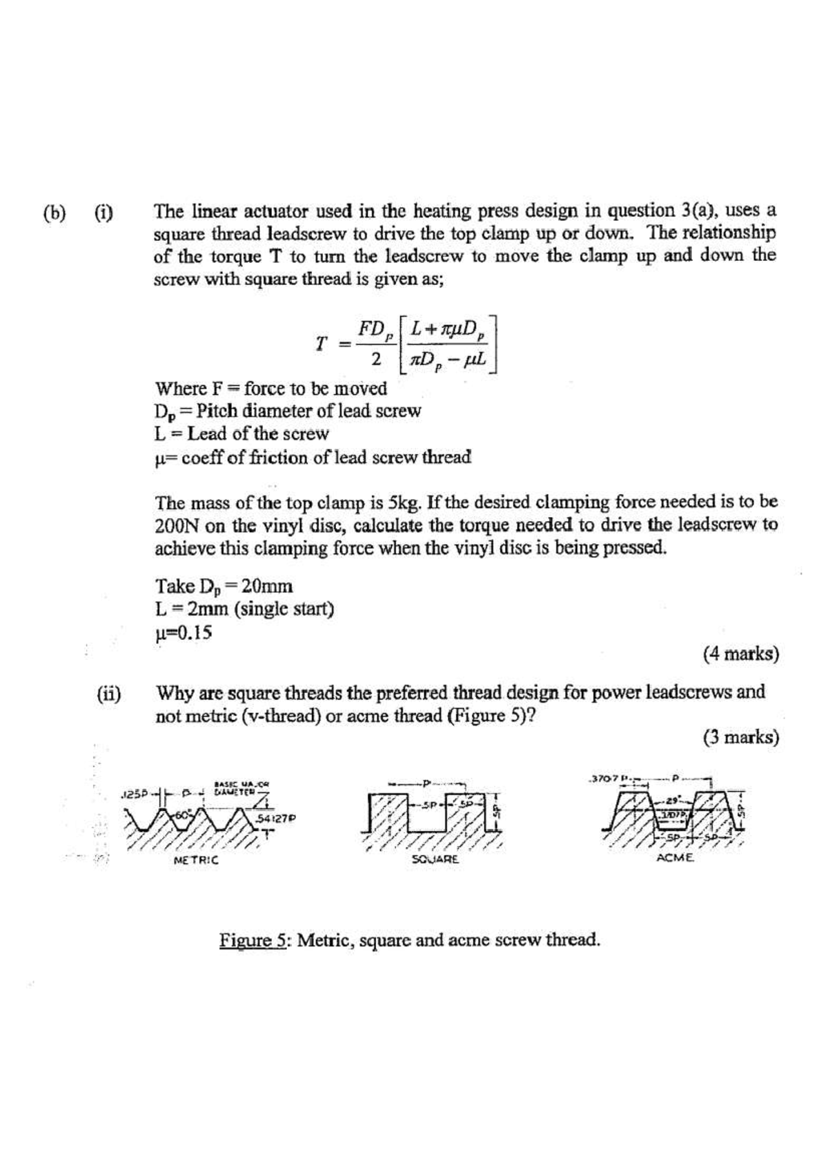 Torque Calculation for Square Thread Leadscrew in Heating Press Design ...
