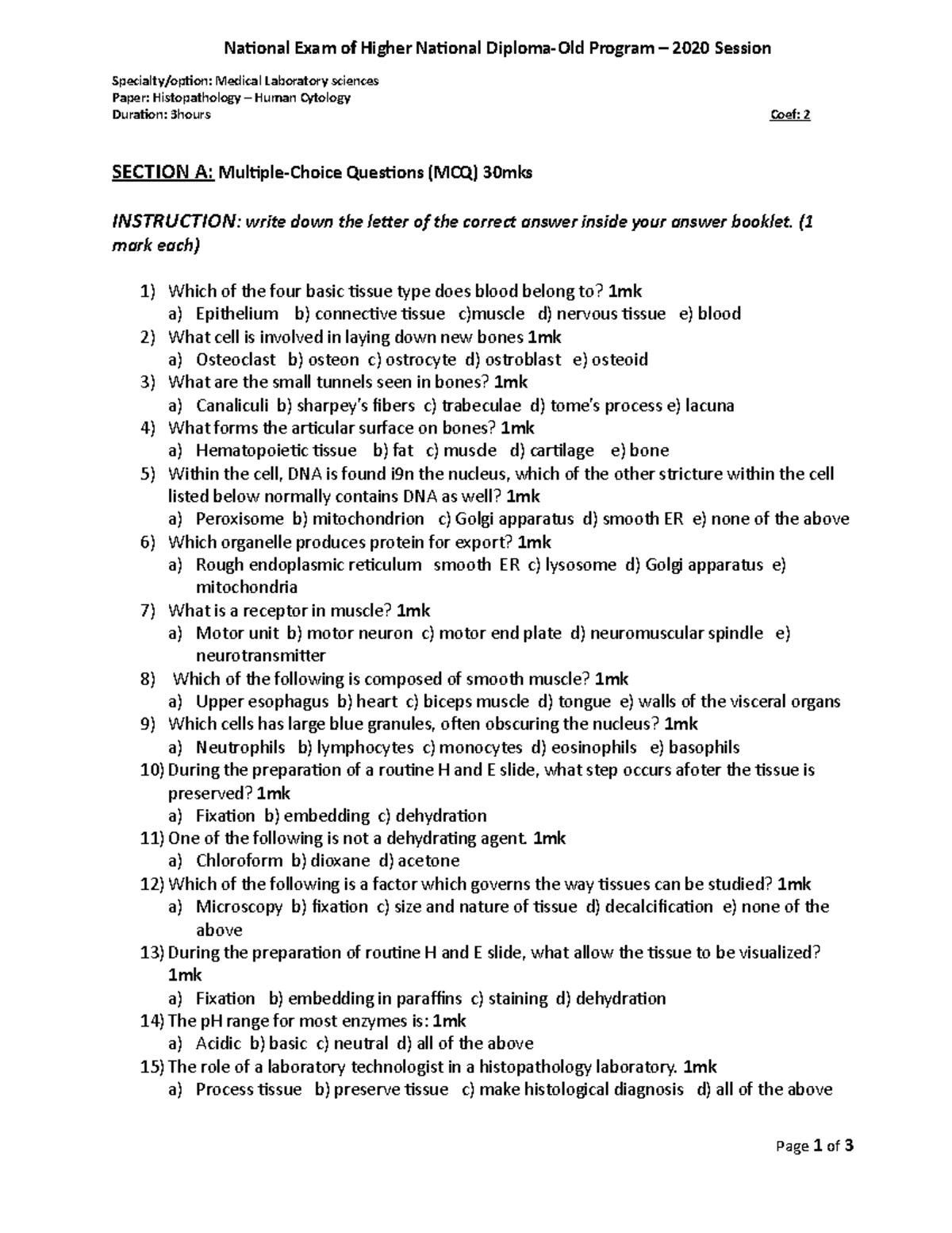 HND 2020 Basic Science Questions 1- ANATOMY - BASIC SCIENCE 1 Anatomy ...