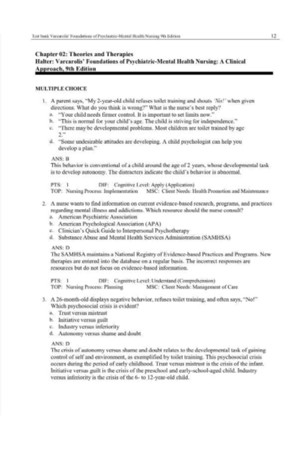 Test Bank: Foundations of Health Nursing 9th Edition - Chapter 13 ...