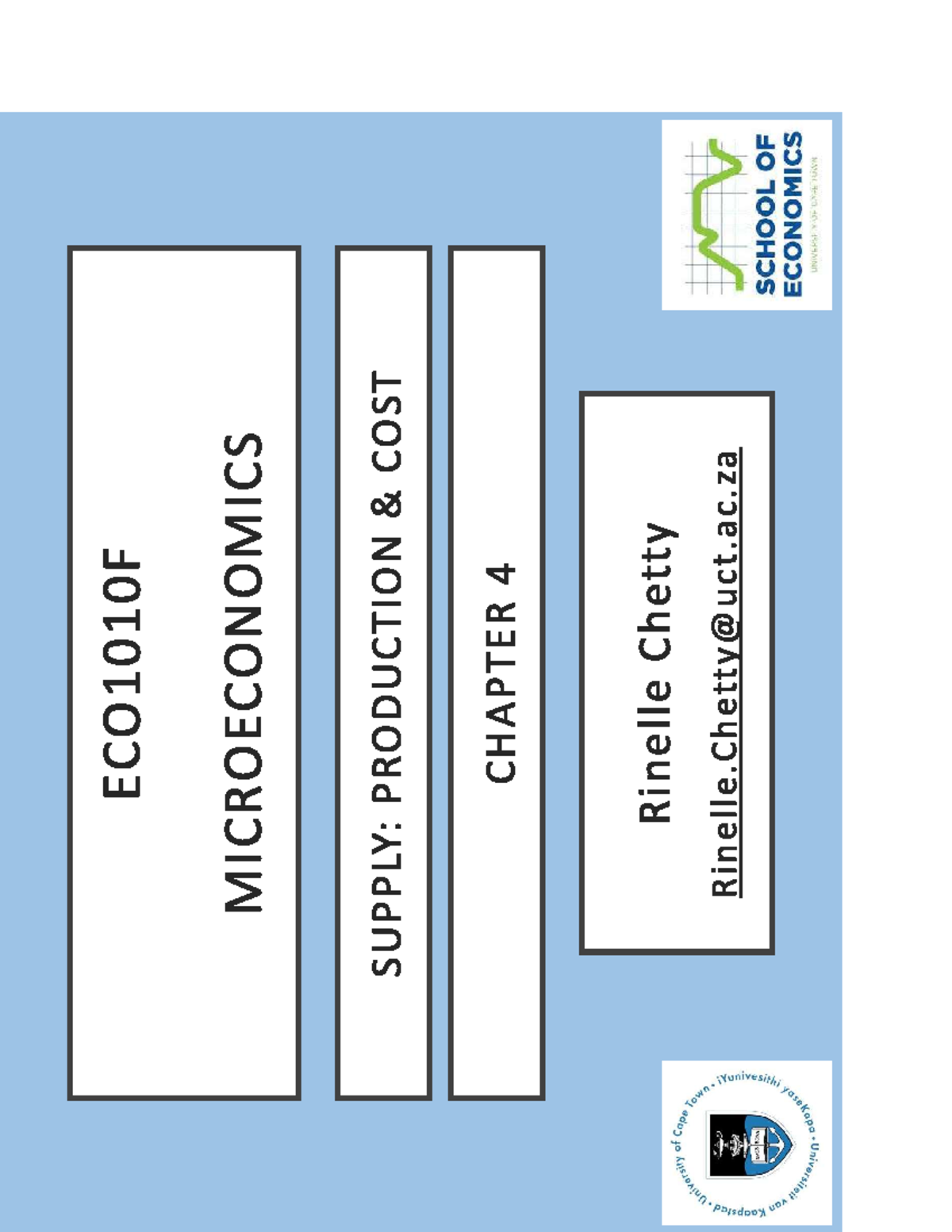 ECO1010F Microeconomics Chapter 4: Supply, Production & Cost - Studocu