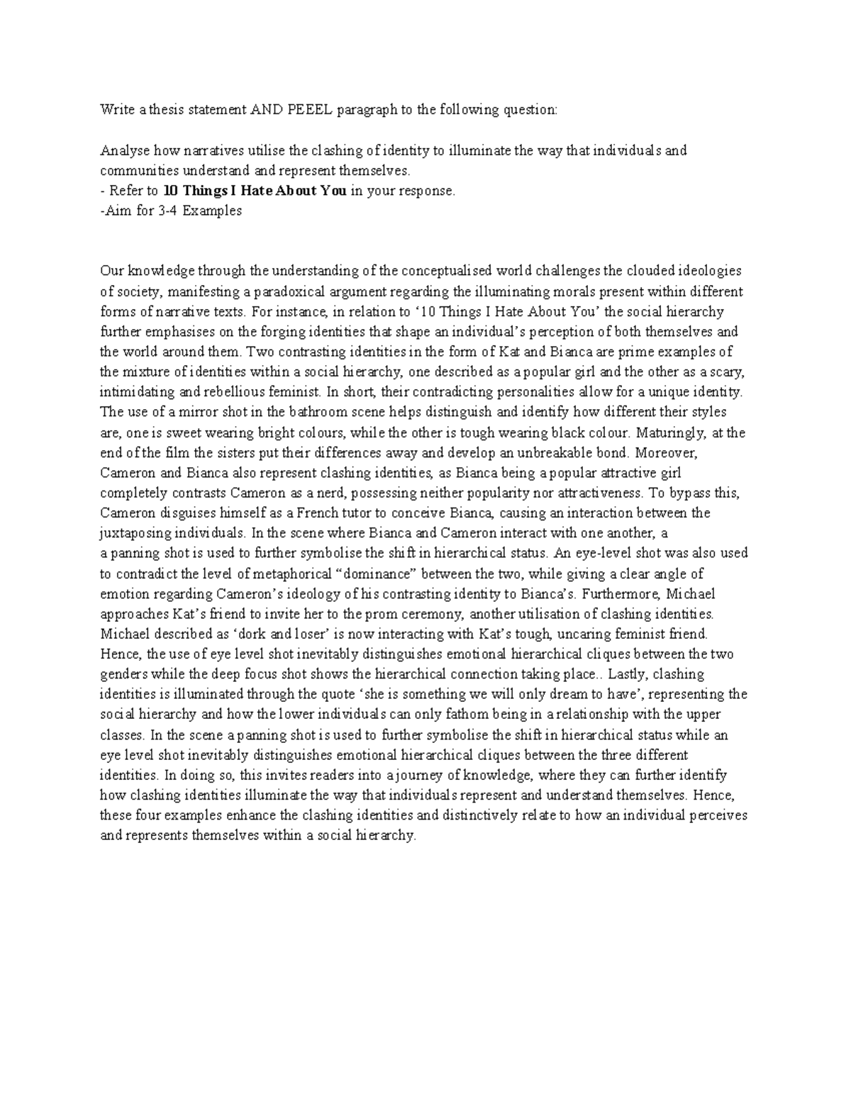 PEEEL Analysis: Clashing Identities in 