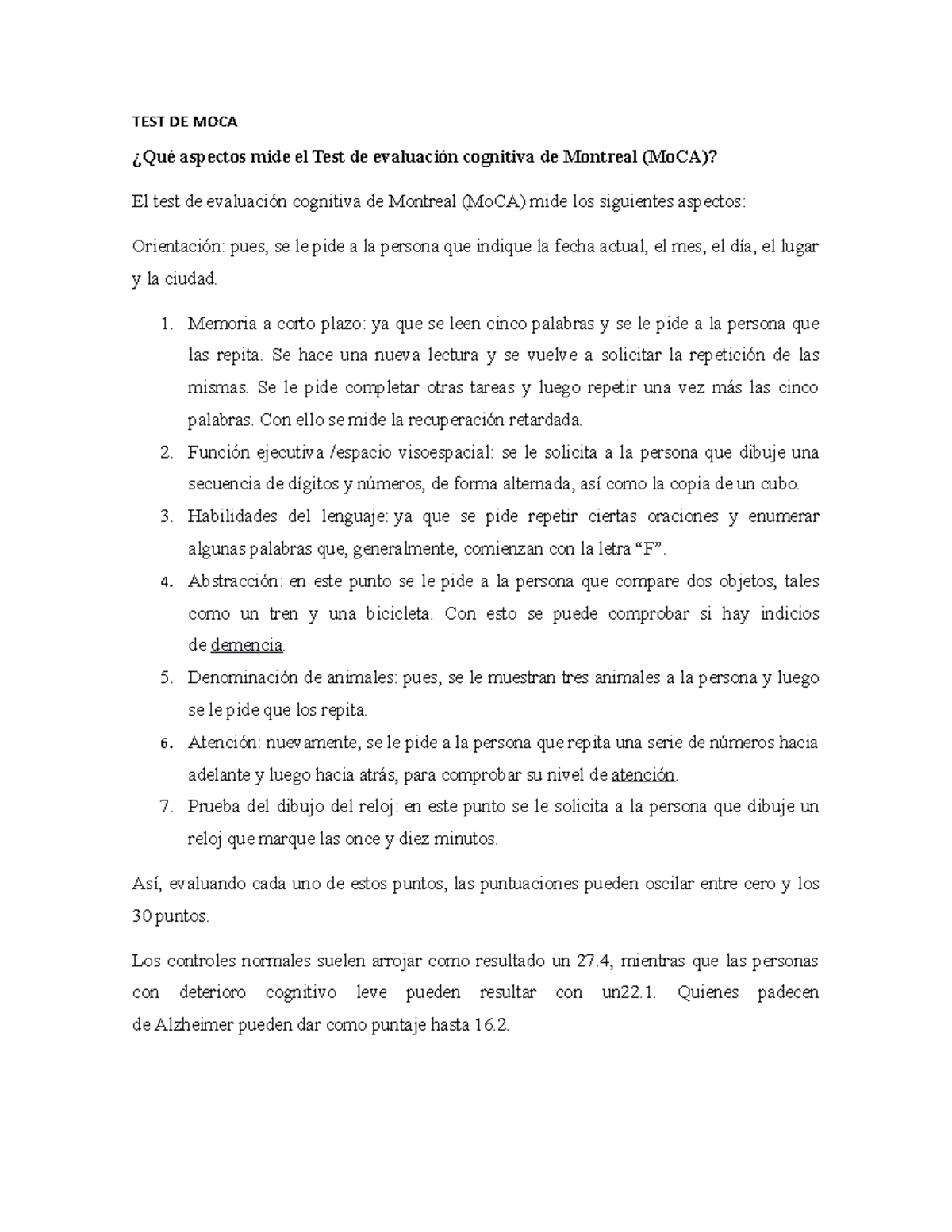 Test Mini Mental y MoCA para Evaluación Cognitiva en Adultos Mayores ...