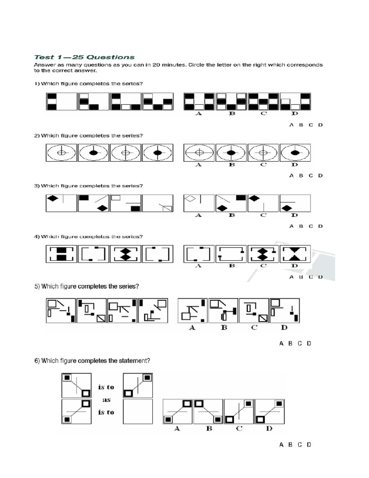 Test questions for abstract reasoning assessment - Studocu
