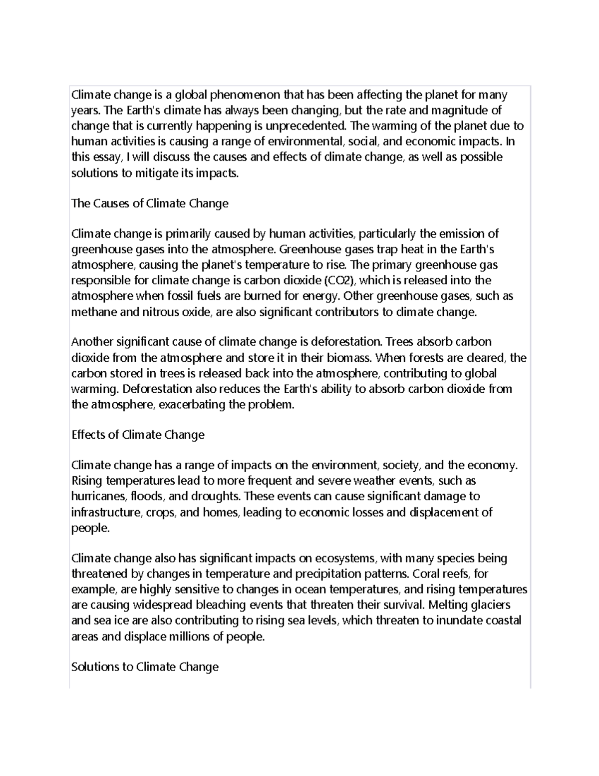 Draft writing prosess 3 - Climate change is a global phenomenon that ...