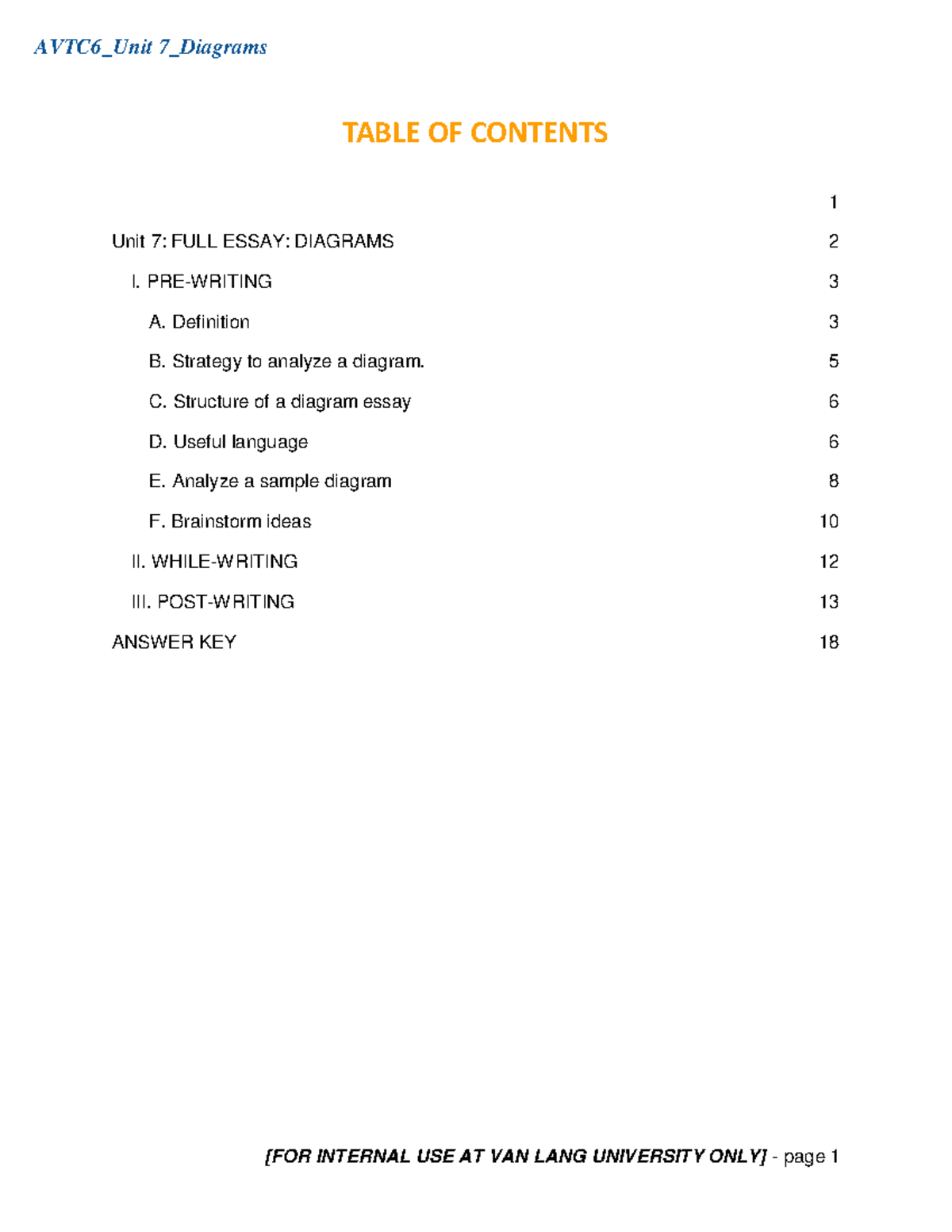 [Official] AVTC6 - Unit 7 - TABLE OF CONTENTS - Unit 7: FULL ESSAY ...