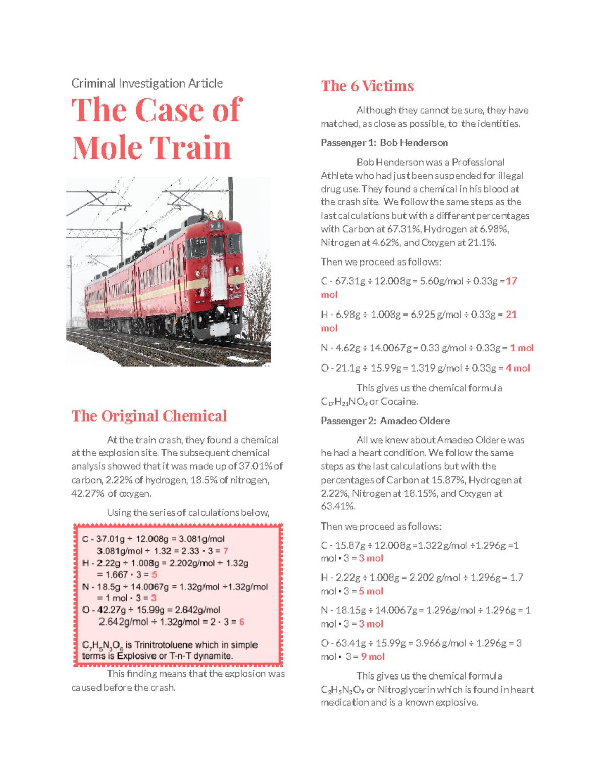 Criminal Investigation: The Mole Train Case Study - Studocu
