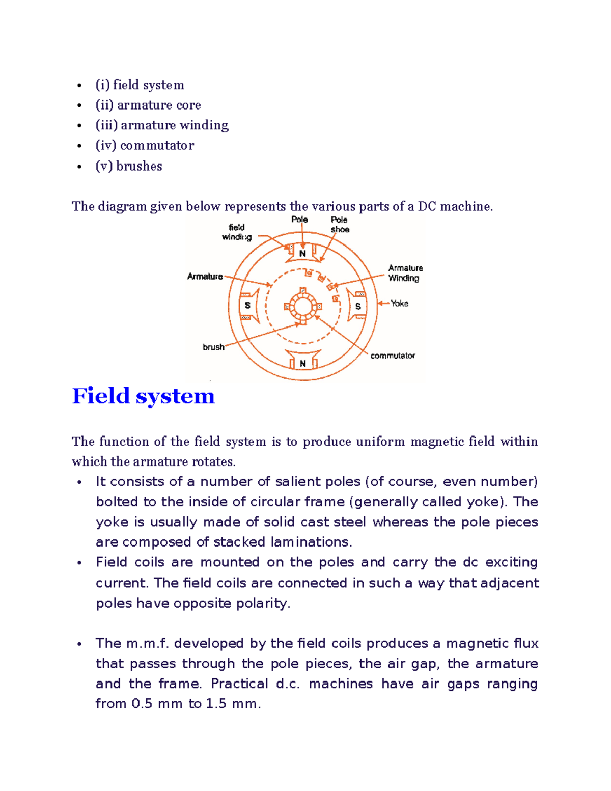 DC Machine Construction: Key Components and Functionality - Studocu
