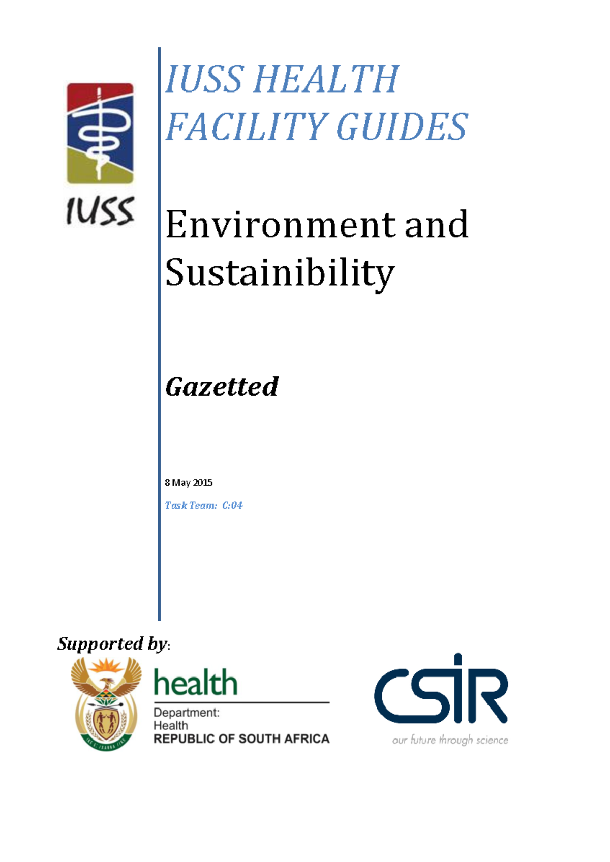 IUSS Health Facility Guide: Integrating Sustainability in Healthcare ...
