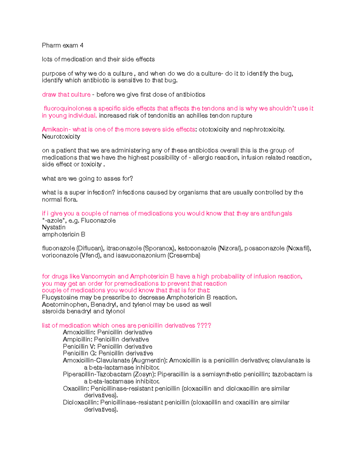 NUR 329 pharm exam 4 - exam 4 review - Pharm exam 4 lots of medication ...