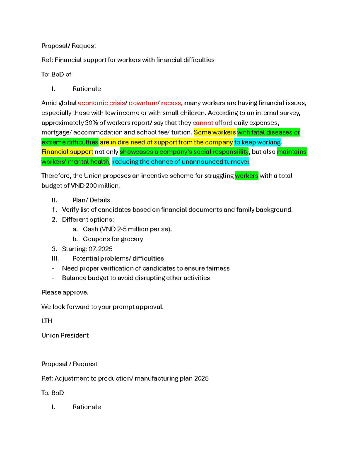 Week 6 - Notes on Financial Support Proposal for Workers - Studocu