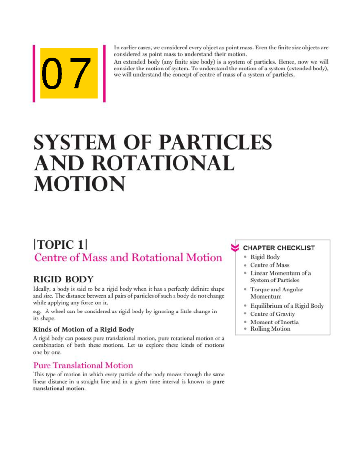 System of Particles and Rotational Motion: Chapter Notes (PHYS 101 ...