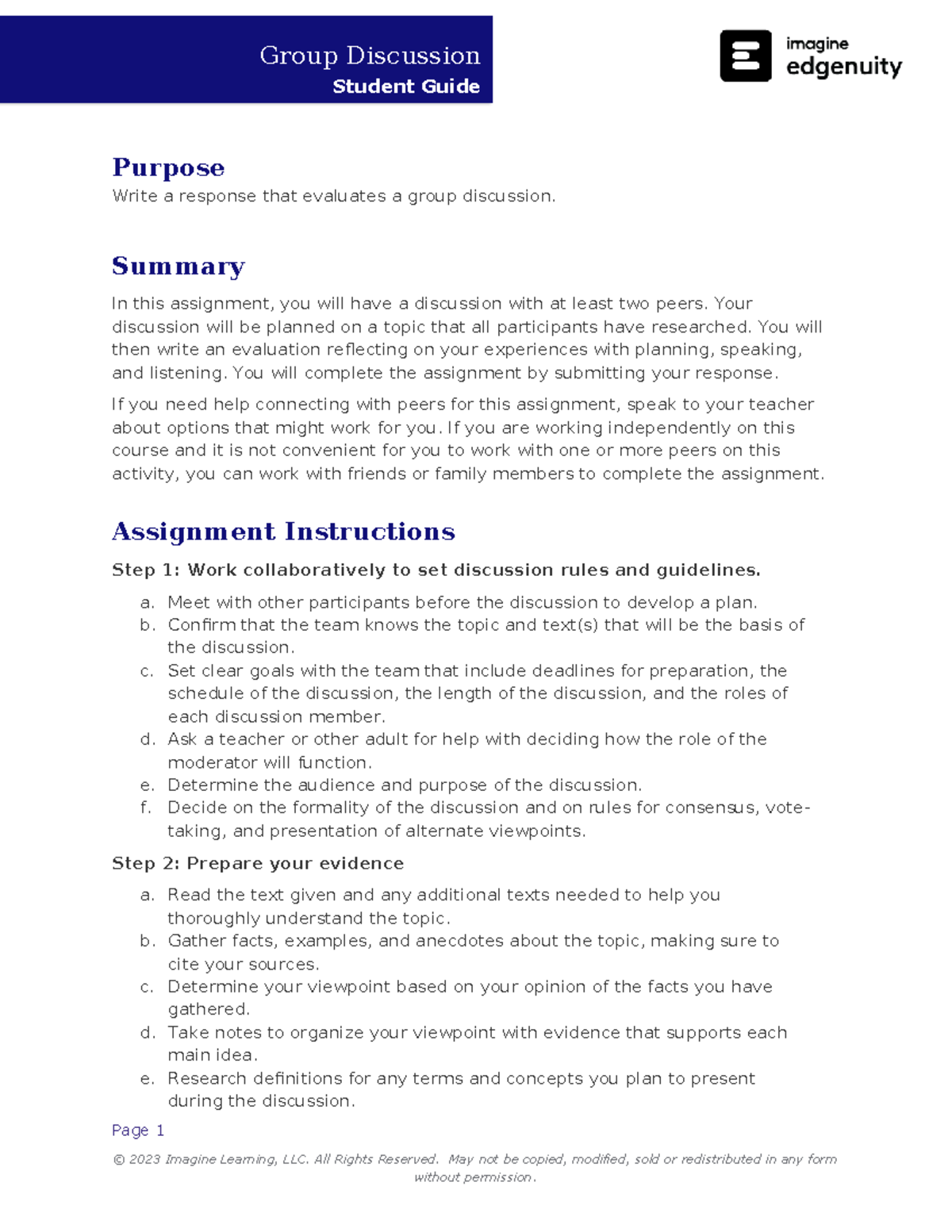 Group Discussion Evaluation Guide: Strategies & Reflections - Studocu