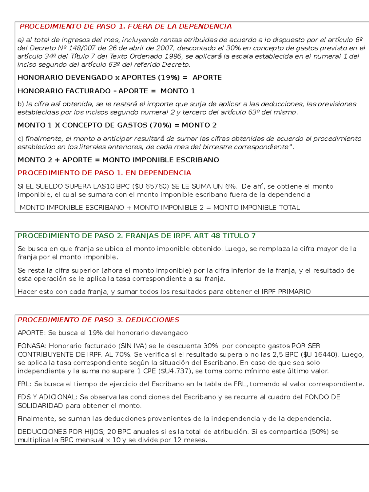 TODO IRPF - Procedimiento Completo para el Cálculo de IRPF - Studocu