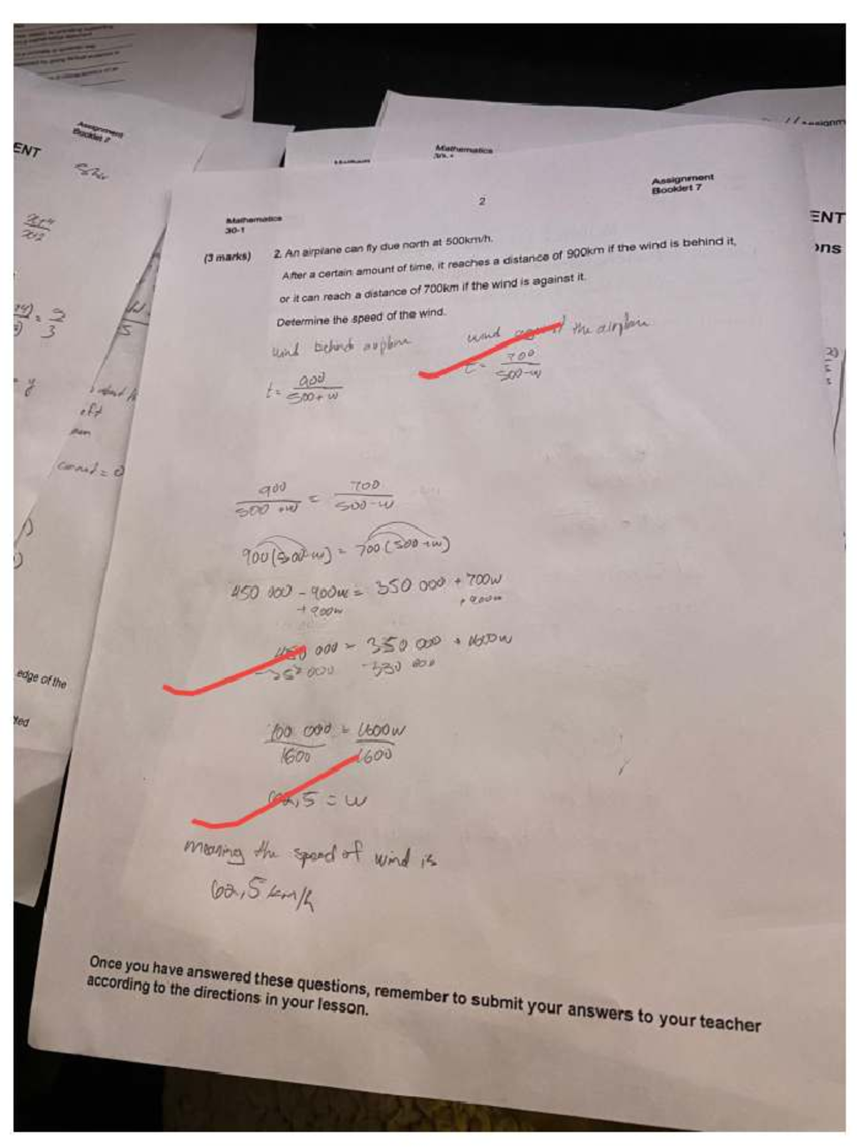 Math 30 Assignment 2: Airplane Speed & Wind Analysis - Studocu