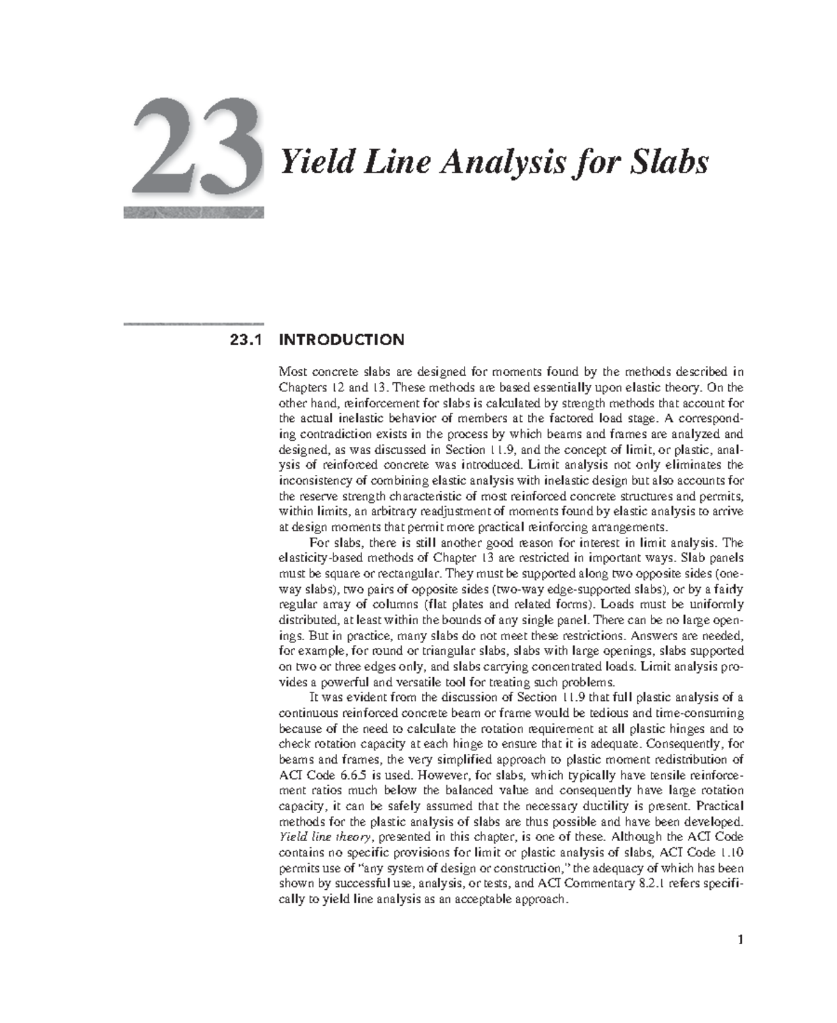 Yield Line Analysis for Concrete Slabs (Chapter 23) - Studocu