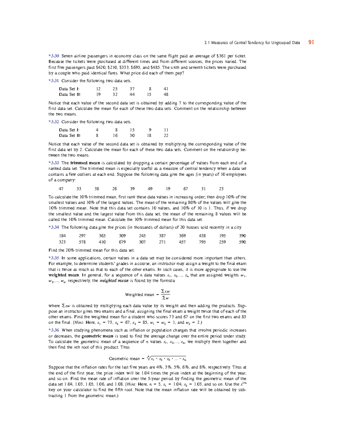 Introductory Statistics 7th Ed – Measures of Central Tendency - Studocu