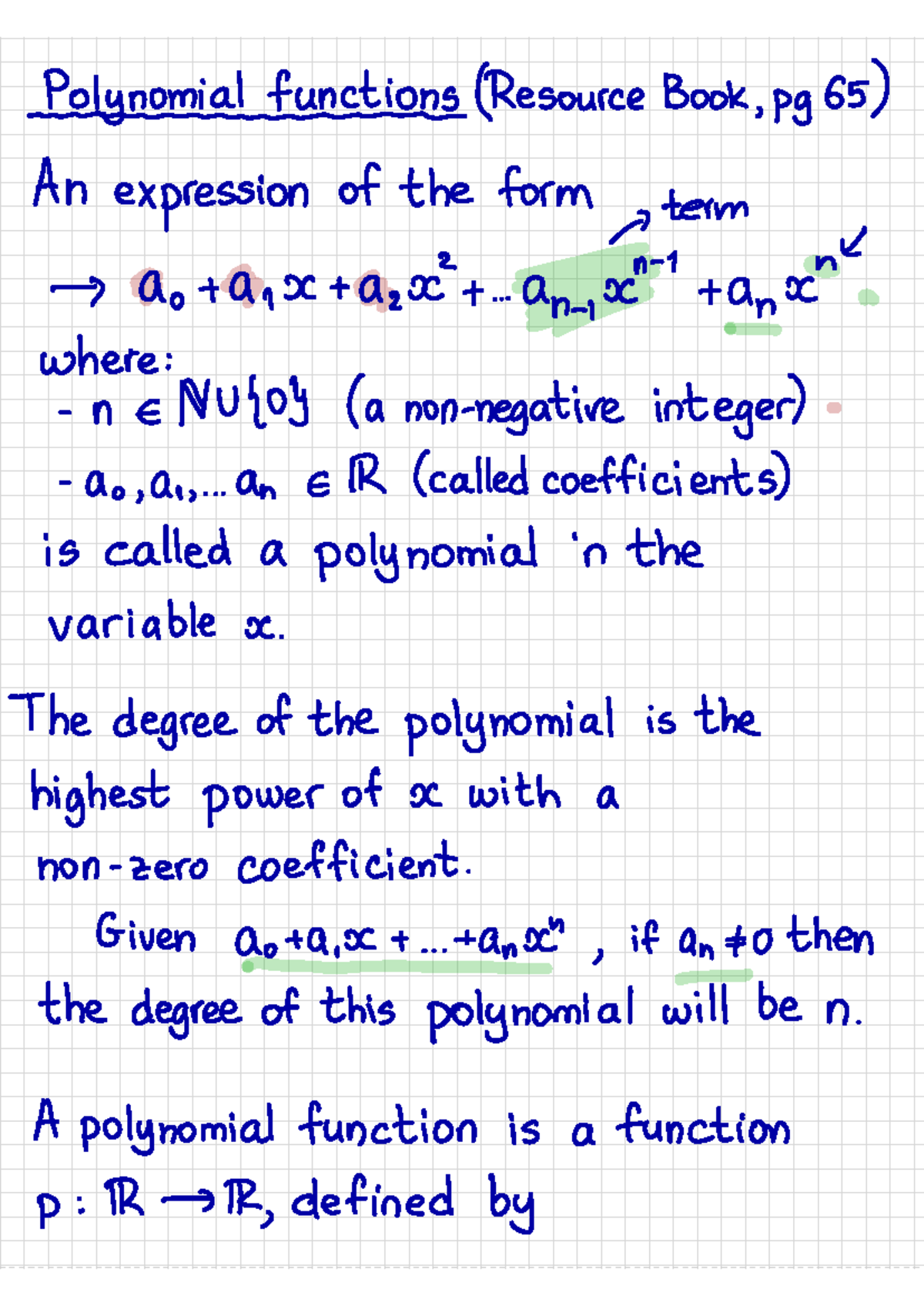 Polynomial Functions Overview (Resource Book, pg 65) - Studocu